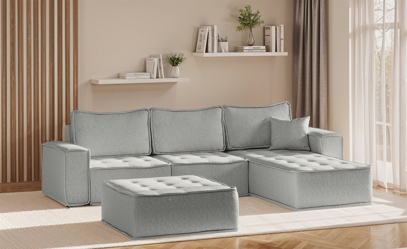 Fun Möbel Ecksofa Modulsofa 4-teilig SANDE in Stoff, Alle Module zu System SANDE sind auch Einzel erhältlich, inkl. Polsterhocker Fun Möbel Ecksofa Modulsofa 4-teilig SANDE in Stoff, Alle Module zu System SANDE sind auch Einzel erhältlich, inkl. Polsterhocker von Fun Möbel