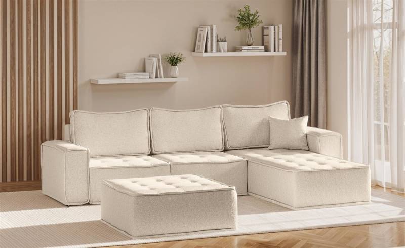 Fun Möbel Ecksofa Modulsofa 4-teilig SANDE in Stoff, Alle Module zu System SANDE sind auch Einzel erhältlich, inkl. Polsterhocker von Fun Möbel