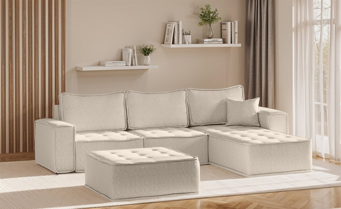 Fun Möbel Ecksofa Modulsofa 4-teilig SANDE in Stoff, Alle Module zu System SANDE sind auch Einzel erhältlich, inkl. Polsterhocker von Fun Möbel