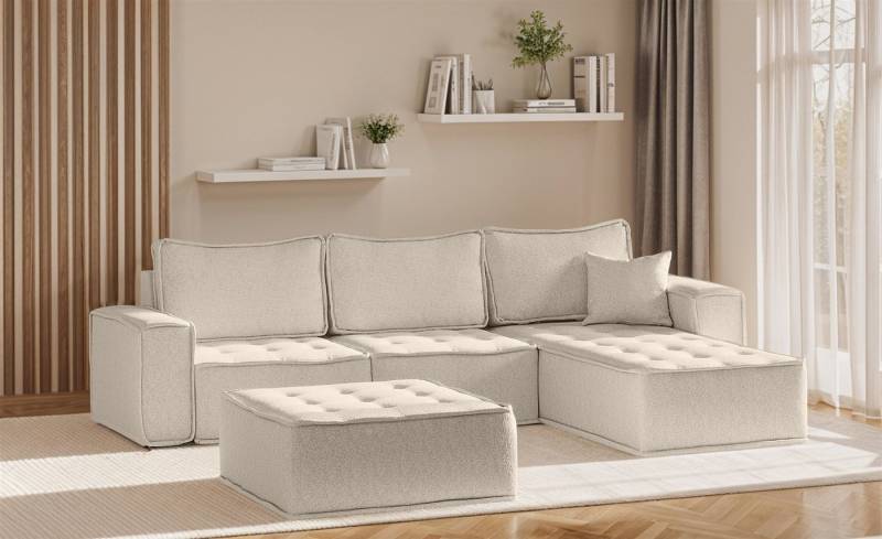 Fun Möbel Ecksofa Modulsofa 4-teilig SANDE in Stoff, Alle Module zu System SANDE sind auch Einzel erhältlich, inkl. Polsterhocker von Fun Möbel