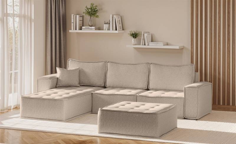 Fun Möbel Ecksofa Modulsofa 4-teilig SANDE in Stoff, Alle Module zu System SANDE sind auch Einzel erhältlich, inkl. Polsterhocker von Fun Möbel