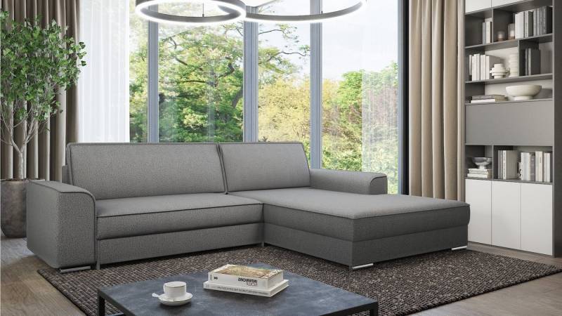 Fun Möbel Ecksofa SANTIAGO in Stoff, Ottomane Rechts oder Links, mit Schlaffunktion von Fun Möbel