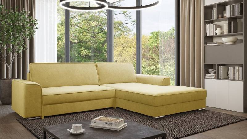 Fun Möbel Ecksofa SANTIAGO in Stoff, Ottomane Rechts oder Links, mit Schlaffunktion von Fun Möbel