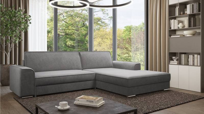 Fun Möbel Ecksofa SANTIAGO in Stoff, Ottomane Rechts oder Links, mit Schlaffunktion von Fun Möbel