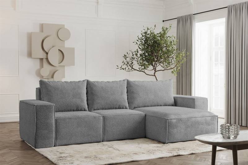 Fun Möbel Ecksofa Schlafsofa ESTELLE in Stoff, Ottomane Links oder Rechts, Rücken echt Bezogen von Fun Möbel