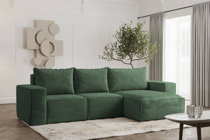 Fun Möbel Ecksofa Schlafsofa ESTELLE in Stoff, Ottomane Links oder Rechts, Rücken echt Bezogen von Fun Möbel
