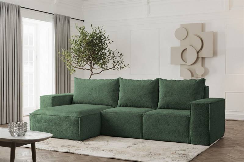 Fun Möbel Ecksofa Schlafsofa ESTELLE in Stoff, Ottomane Links oder Rechts, Rücken echt Bezogen von Fun Möbel