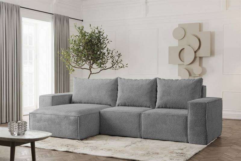 Fun Möbel Ecksofa Schlafsofa ESTELLE in Stoff, Ottomane Links oder Rechts, Rücken echt Bezogen von Fun Möbel
