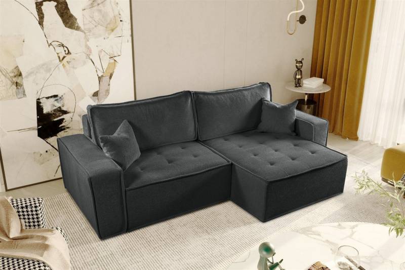Fun Möbel Ecksofa Schlafsofa FLOSI Stoff Raven, inkl. Schlaffunktion, inkl. Bettkasten von Fun Möbel