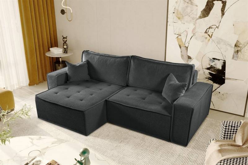 Fun Möbel Ecksofa Schlafsofa FLOSI Stoff Raven, inkl. Schlaffunktion, inkl. Bettkasten von Fun Möbel