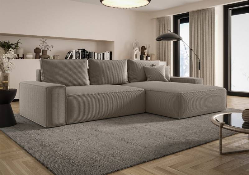 Fun Möbel Ecksofa Schlafsofa FUN AMIDA mit Ottomane in Stoff Poso, mit Bettkasten von Fun Möbel