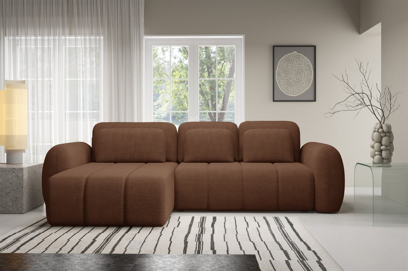 Fun Möbel Ecksofa Schlafsofa FUN BORJA mit Ottomane in Stoff Quelle, inkl. Bettkasten, 3 Zierkissen und 3 Rückenkissen, ausziehbare Liegefläche und Rundumbezug Fun Möbel Ecksofa Schlafsofa FUN BORJA mit Ottomane in Stoff Quelle, inkl. Bettkasten, 3 Zierkissen und 3 Rückenkissen, ausziehbare Liegefläche und Rundumbezug von Fun Möbel
