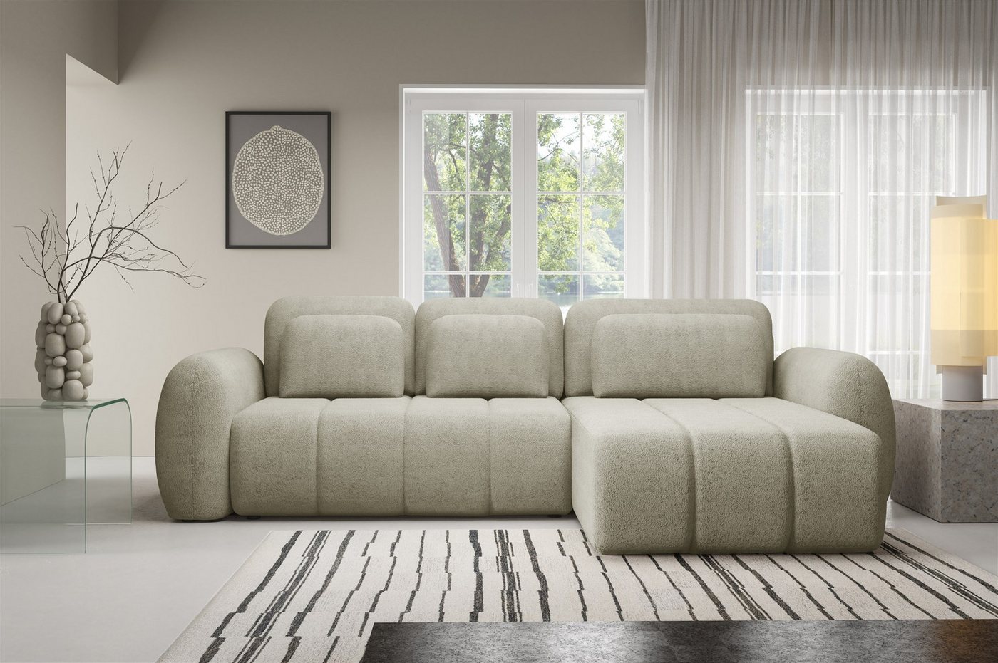 Fun Möbel Ecksofa Schlafsofa FUN BORJA mit Ottomane in Stoff Quelle, inkl. Bettkasten, 3 Zierkissen und 3 Rückenkissen, ausziehbare Liegefläche und Rundumbezug Fun Möbel Ecksofa Schlafsofa FUN BORJA mit Ottomane in Stoff Quelle, inkl. Bettkasten, 3 Zierkissen und 3 Rückenkissen, ausziehbare Liegefläche und Rundumbezug von Fun Möbel