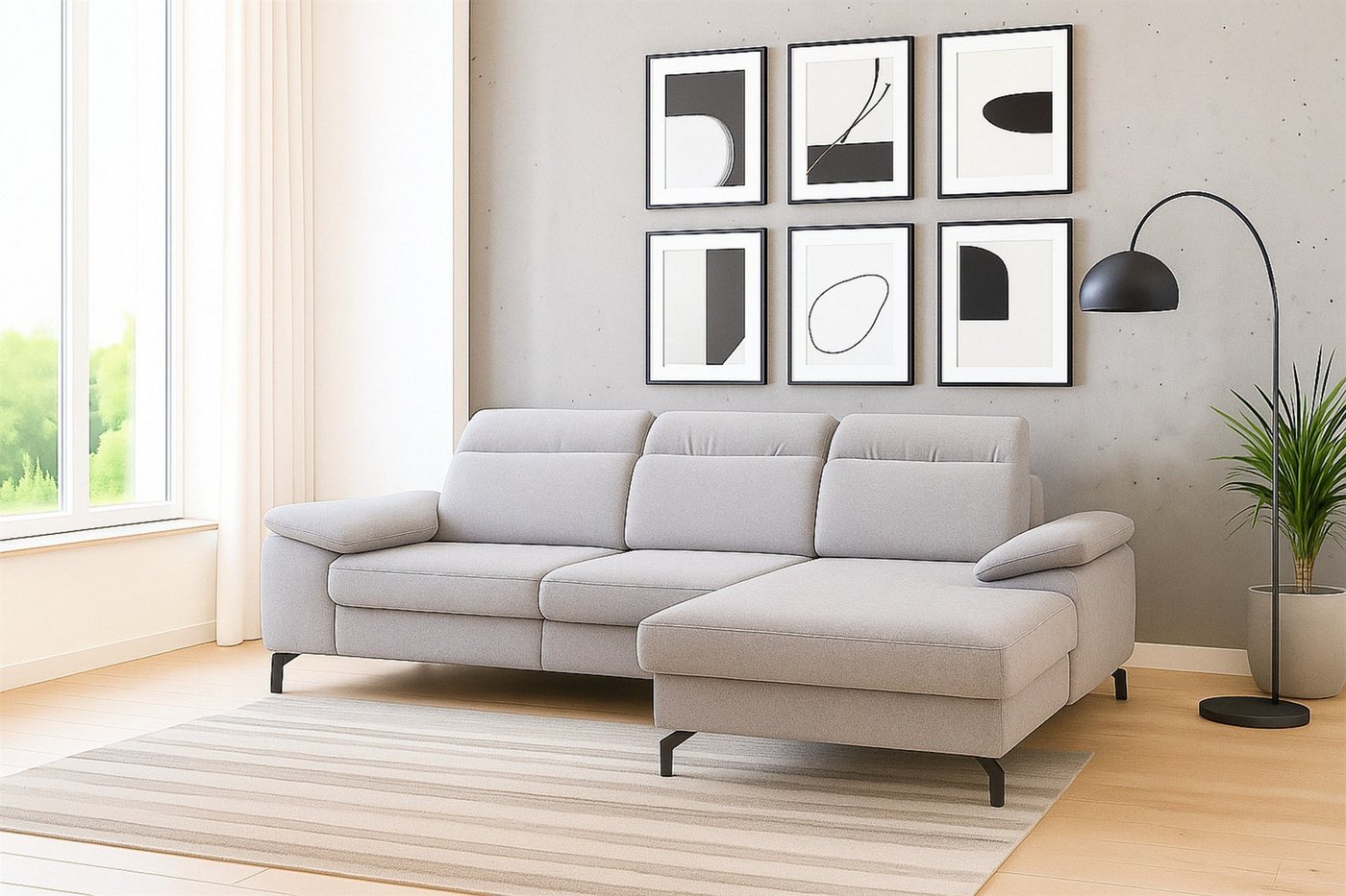 Fun Möbel Ecksofa Schlafsofa FUN DONIS mit Ottomane in Stoff Alfa, inkl. Bettkasten, Sofarücken echt bezogen Fun Möbel Ecksofa Schlafsofa FUN DONIS mit Ottomane in Stoff Alfa, inkl. Bettkasten, Sofarücken echt bezogen von Fun Möbel