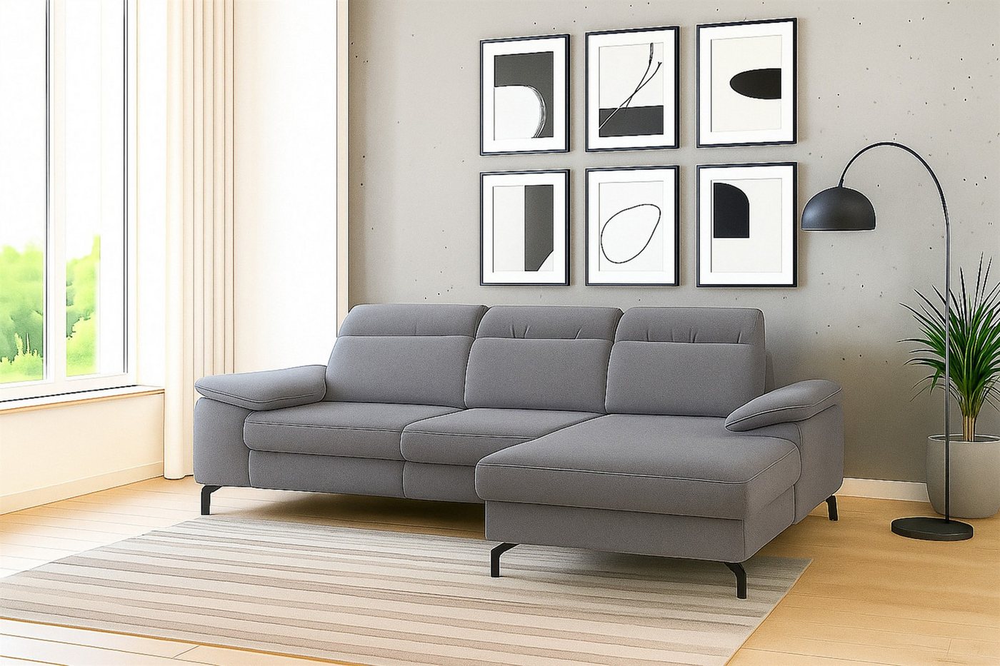 Fun Möbel Ecksofa Schlafsofa FUN DONIS mit Ottomane in Stoff Alfa, inkl. Bettkasten, Sofarücken echt bezogen Fun Möbel Ecksofa Schlafsofa FUN DONIS mit Ottomane in Stoff Alfa, inkl. Bettkasten, Sofarücken echt bezogen von Fun Möbel