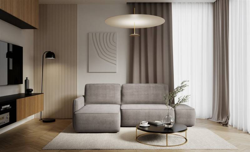 Fun Möbel Ecksofa Schlafsofa FUN EFREN mit Ottomane in Stoff Cremona, mit Bettkasten, Rücken echt bezogen von Fun Möbel