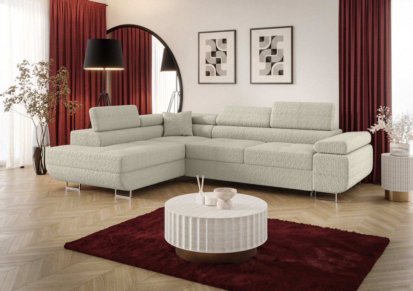 Fun Möbel Ecksofa Schlafsofa FUN MARIKO mit Ottomane in Stoff, Kopfstützen verstellbar Fun Möbel Ecksofa Schlafsofa FUN MARIKO mit Ottomane in Stoff, Kopfstützen verstellbar von Fun Möbel