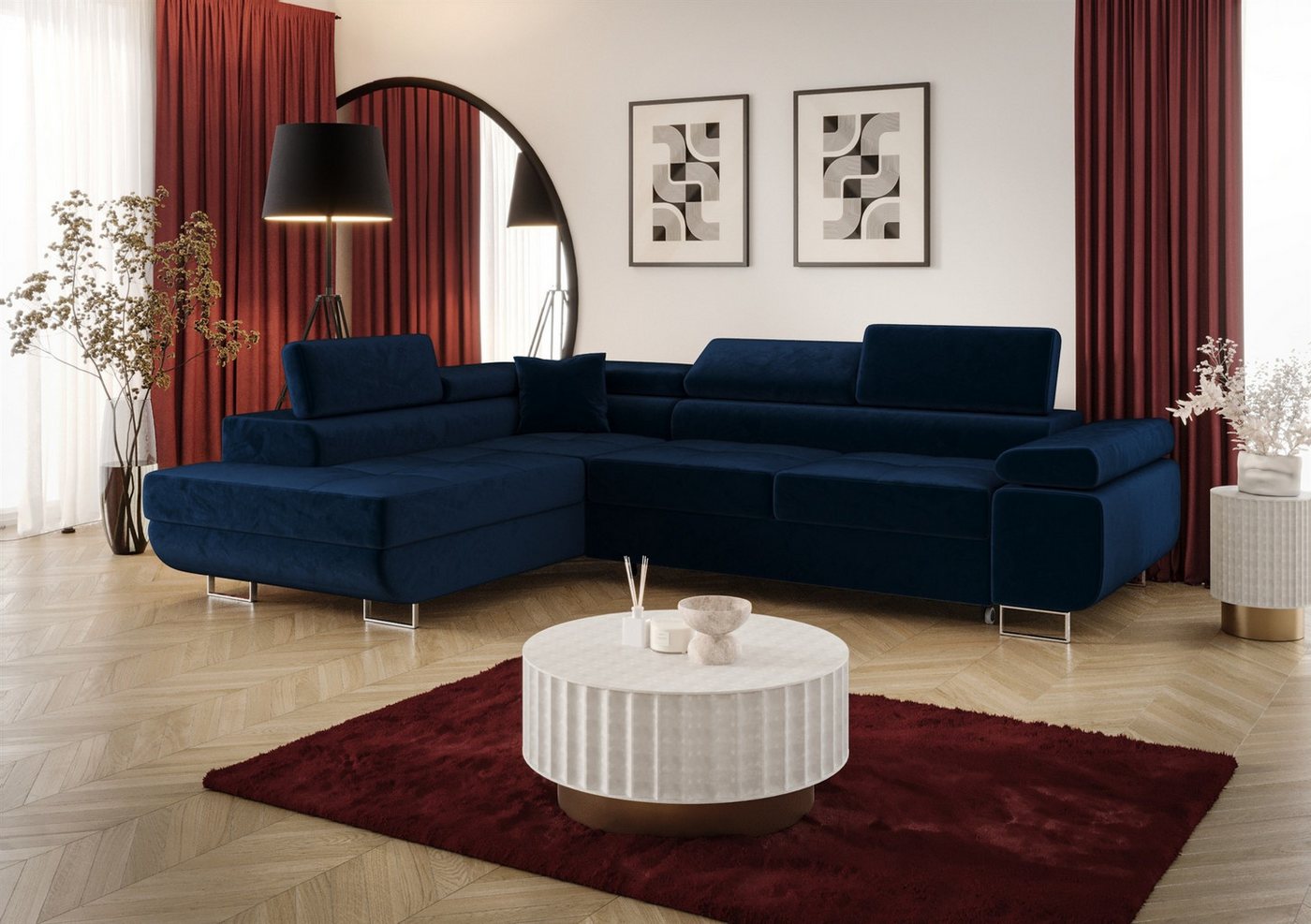 Fun Möbel Ecksofa Schlafsofa FUN MARIKO mit Ottomane in Stoff, Kopfstützen verstellbar Fun Möbel Ecksofa Schlafsofa FUN MARIKO mit Ottomane in Stoff, Kopfstützen verstellbar von Fun Möbel