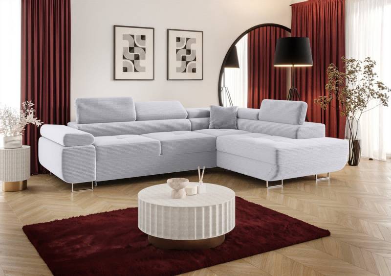 Fun Möbel Ecksofa Schlafsofa FUN MARIKO mit Ottomane in Stoff, Kopfstützen verstellbar von Fun Möbel