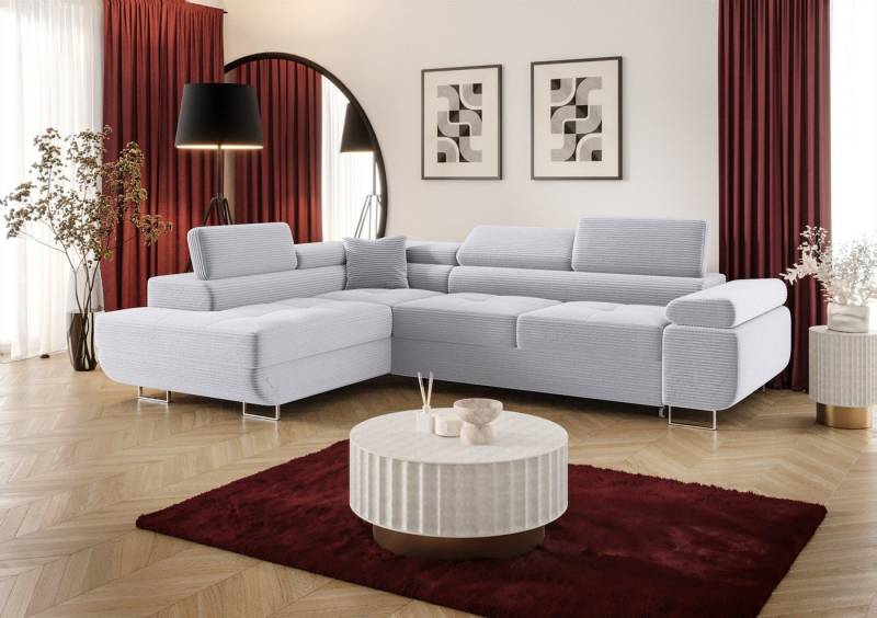 Fun Möbel Ecksofa Schlafsofa FUN MARIKO mit Ottomane in Stoff, Kopfstützen verstellbar von Fun Möbel