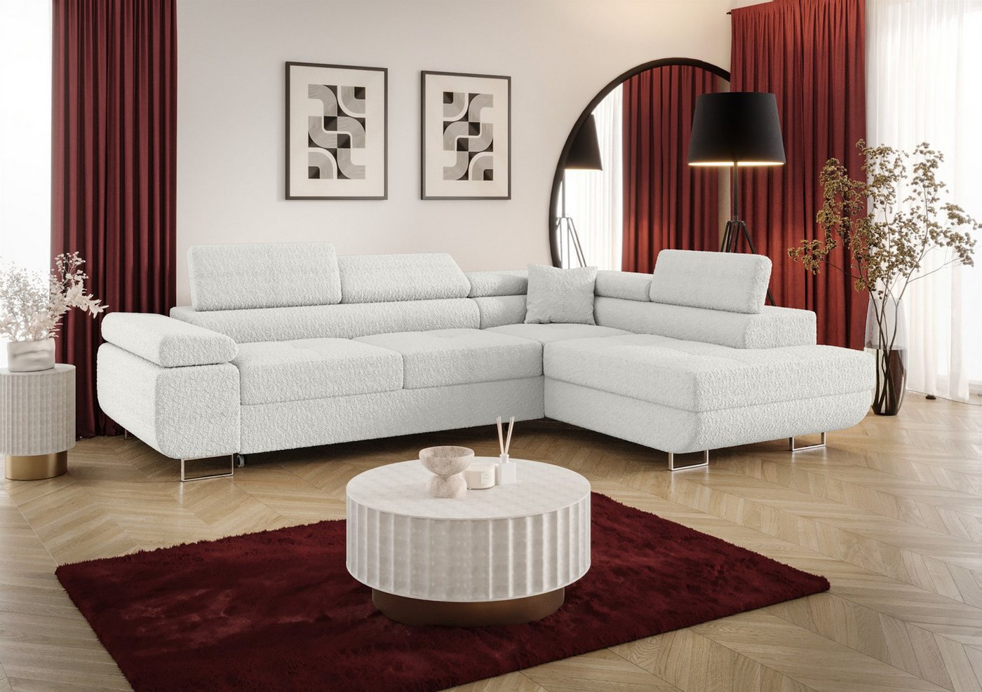 Fun Möbel Ecksofa Schlafsofa FUN MARIKO mit Ottomane in Stoff, Kopfstützen verstellbar Fun Möbel Ecksofa Schlafsofa FUN MARIKO mit Ottomane in Stoff, Kopfstützen verstellbar von Fun Möbel