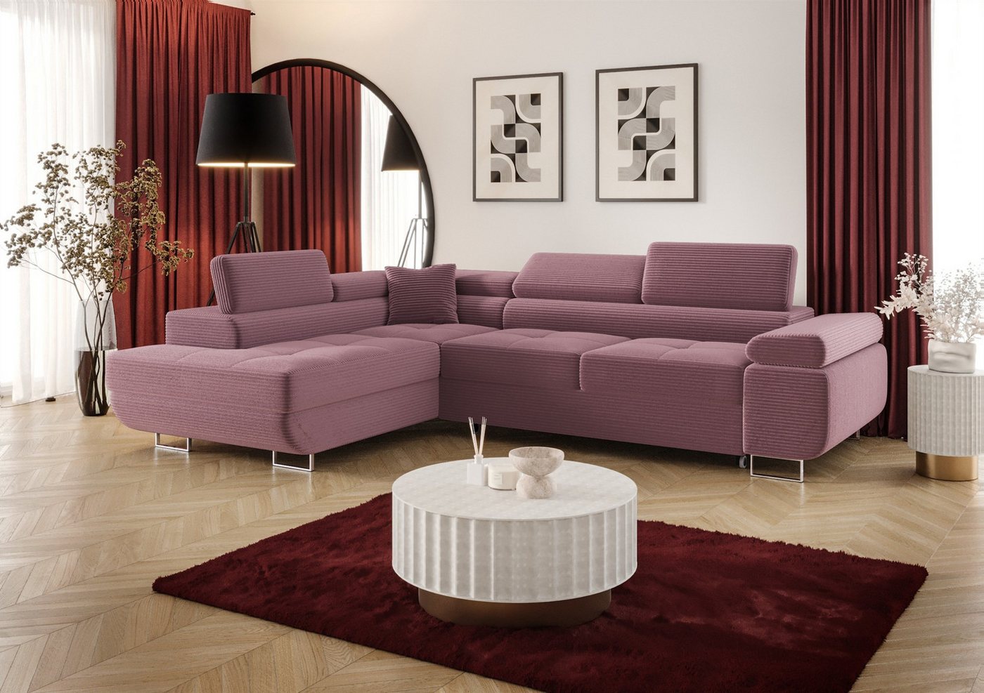 Fun Möbel Ecksofa Schlafsofa FUN MARIKO mit Ottomane in Stoff, Kopfstützen verstellbar Fun Möbel Ecksofa Schlafsofa FUN MARIKO mit Ottomane in Stoff, Kopfstützen verstellbar von Fun Möbel