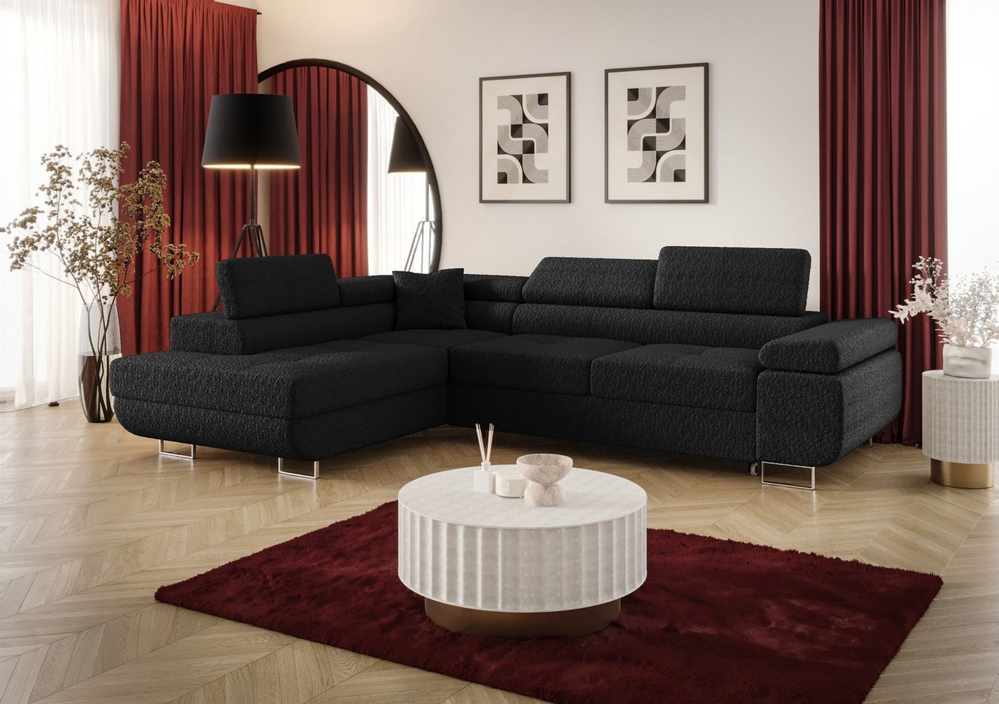 Fun Möbel Ecksofa Schlafsofa FUN MARIKO mit Ottomane in Stoff, Kopfstützen verstellbar Fun Möbel Ecksofa Schlafsofa FUN MARIKO mit Ottomane in Stoff, Kopfstützen verstellbar von Fun Möbel