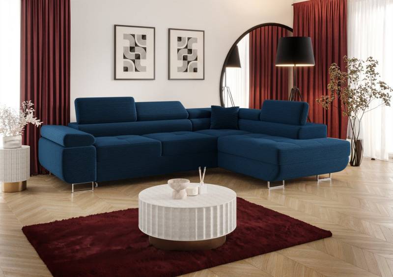 Fun Möbel Ecksofa Schlafsofa FUN MARIKO mit Ottomane in Stoff, Kopfstützen verstellbar von Fun Möbel