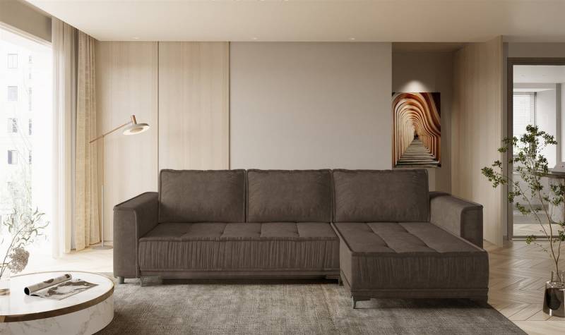 Fun Möbel Ecksofa Schlafsofa JUNA mit Ottomane in Stoff Terra, inkl. Bettkasten, Rundumbezug von Fun Möbel