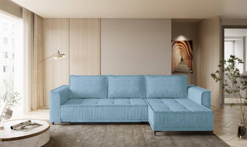 Fun Möbel Ecksofa Schlafsofa JUNA mit Ottomane in Stoff Terra, inkl. Bettkasten, Rundumbezug von Fun Möbel