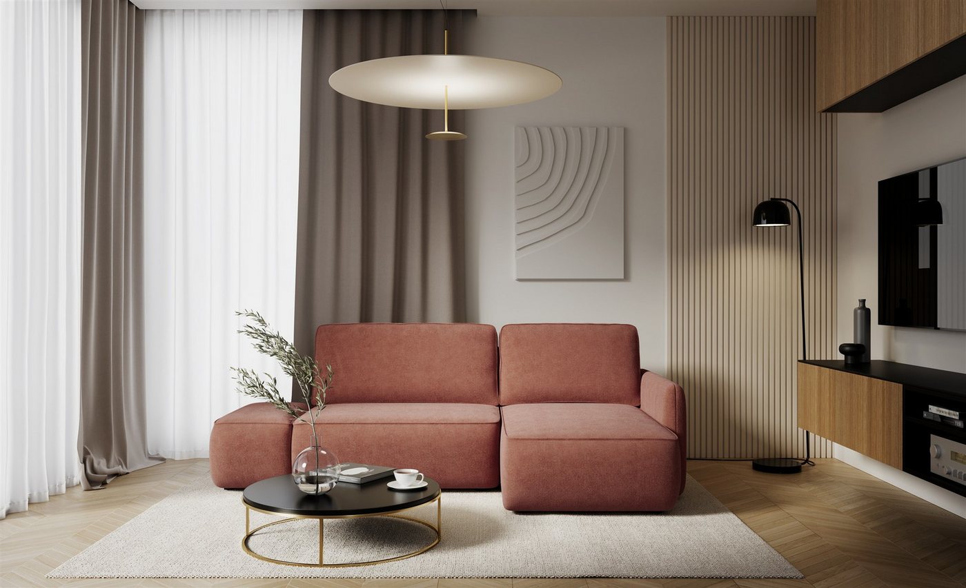 Fun Möbel Ecksofa Schlafsofa LUKA mit Ottomane in Stoff Cremona, mit Bettkasten, Rücken echt bezogen von Fun Möbel
