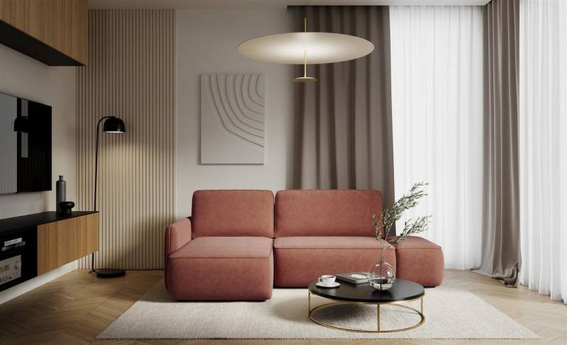 Fun Möbel Ecksofa Schlafsofa LUKA mit Ottomane in Stoff Cremona, mit Bettkasten, Rücken echt bezogen von Fun Möbel