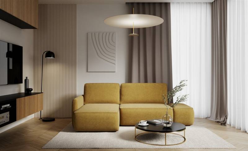 Fun Möbel Ecksofa Schlafsofa LUKA mit Ottomane in Stoff Cremona, mit Bettkasten, Rücken echt bezogen von Fun Möbel