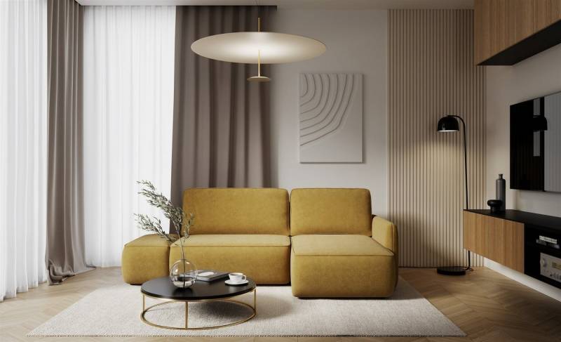 Fun Möbel Ecksofa Schlafsofa LUKA mit Ottomane in Stoff Cremona, mit Bettkasten, Rücken echt bezogen von Fun Möbel