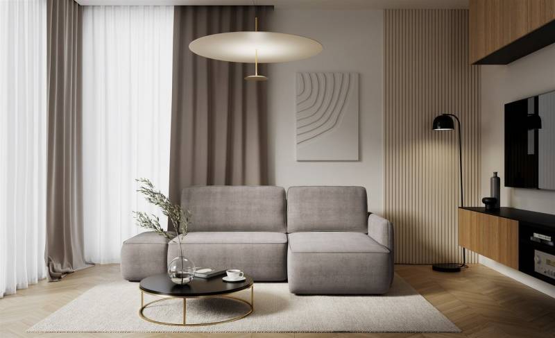 Fun Möbel Ecksofa Schlafsofa LUKA mit Ottomane in Stoff Cremona, mit Bettkasten, Rücken echt bezogen von Fun Möbel