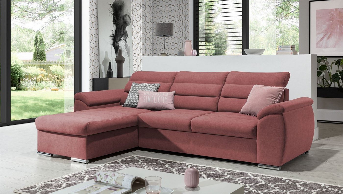 Fun Möbel Ecksofa Schlafsofa PASCARA XS in Stoff mit Ottomane, Bettkästen, Rundumbezug von Fun Möbel