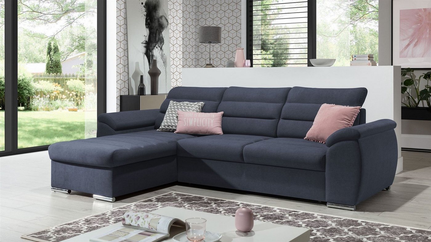 Fun Möbel Ecksofa Schlafsofa PASCARA XS in Stoff mit Ottomane, Bettkästen, Rundumbezug von Fun Möbel