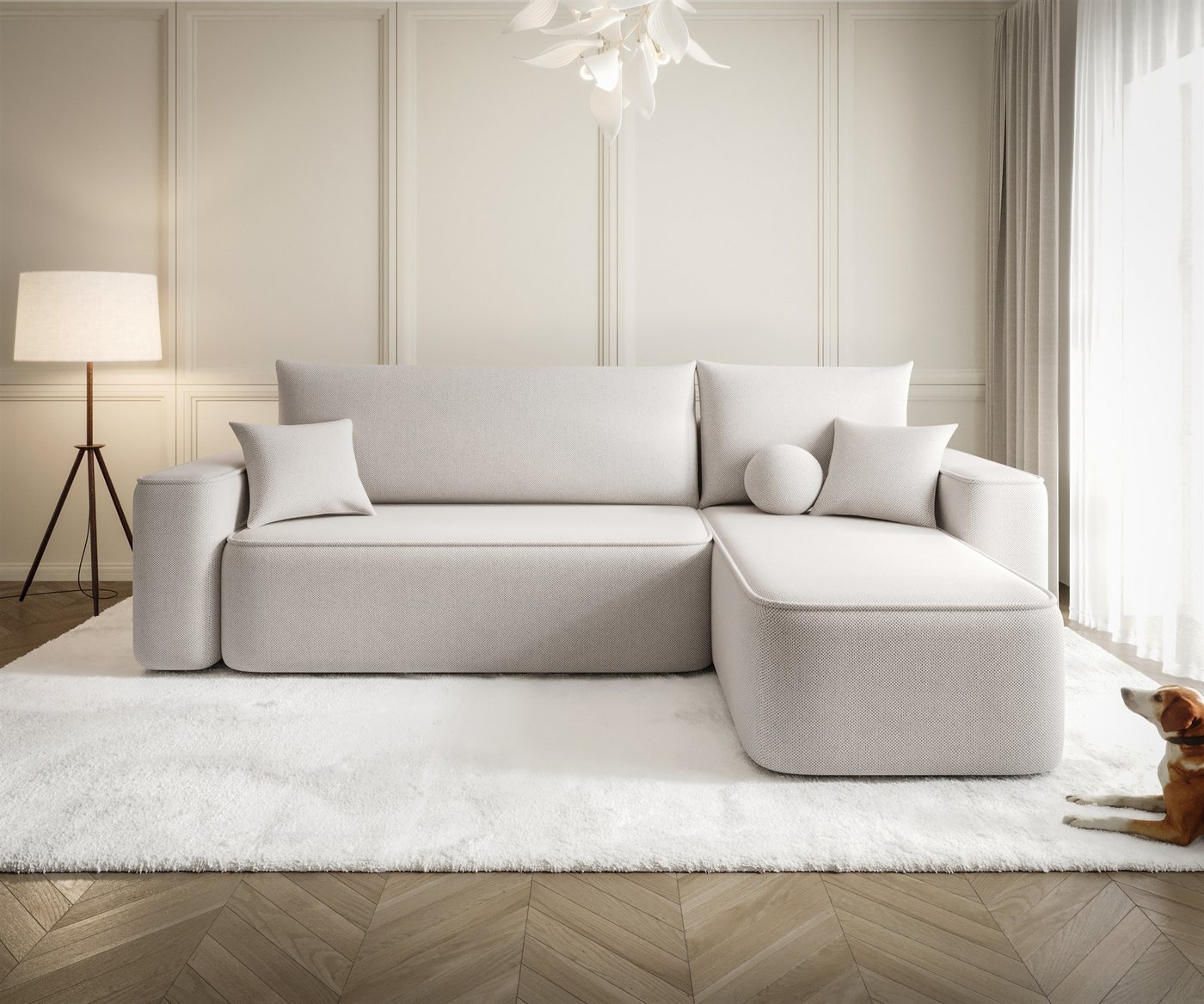 Fun Möbel Ecksofa Schlafsofa Sofa AGEPO mit Ottomane in Stoff, Rundumbezug, mit Bettkasten Fun Möbel Ecksofa Schlafsofa Sofa AGEPO mit Ottomane in Stoff, Rundumbezug, mit Bettkasten von Fun Möbel