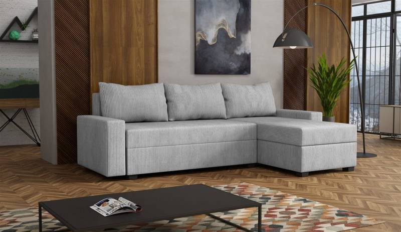 Fun Möbel Ecksofa Schlafsofa Sofa AGNETA LUX in Stoff Lincoln, Ottomane Links oder Rechts, 2 Bettkästen, Rundum bezogen von Fun Möbel