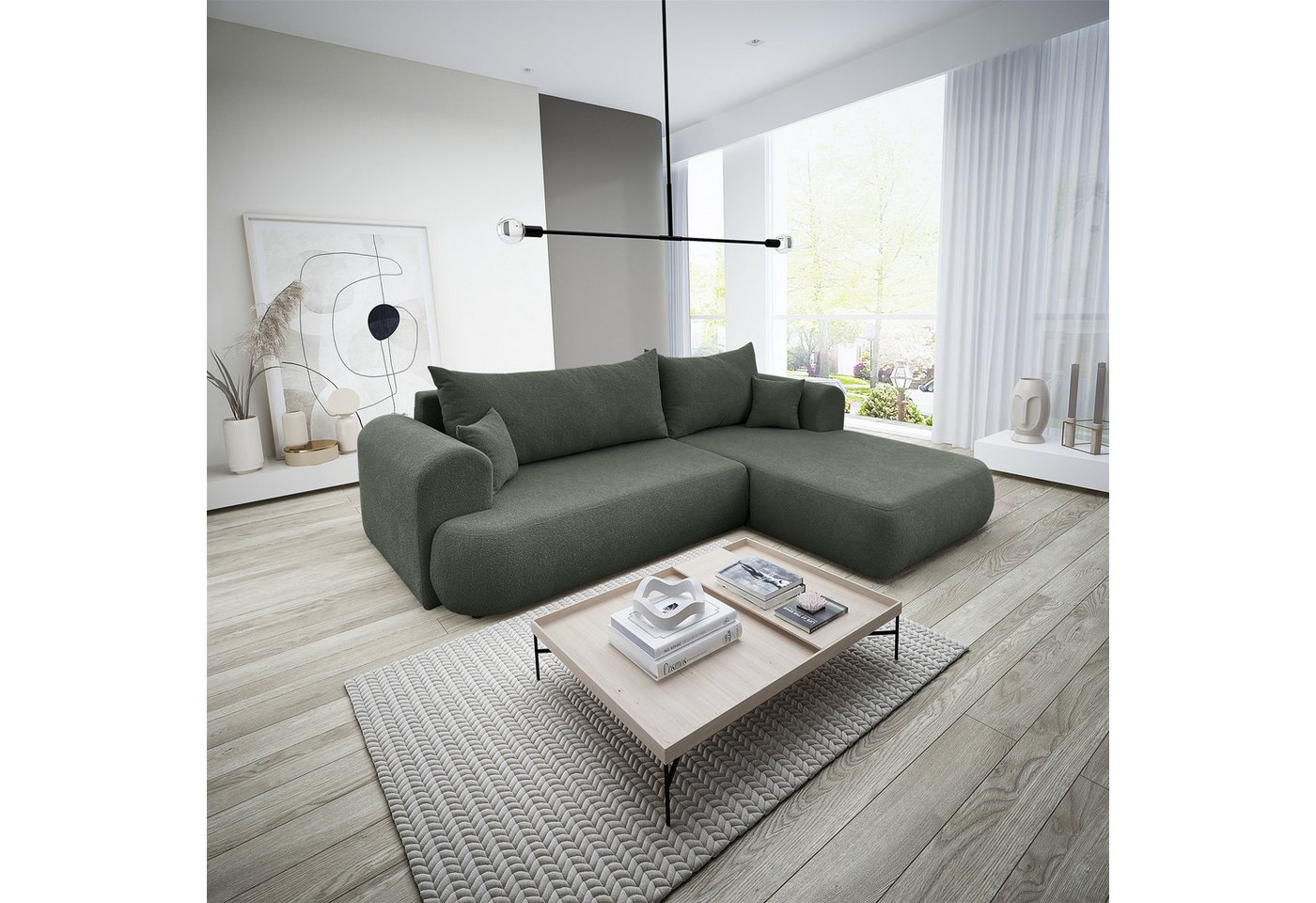 Fun Möbel Ecksofa Schlafsofa Sofa ANIKE in Stoff Now or Never, Ottomane Links oder Rechts, Rundumbezug von Fun Möbel