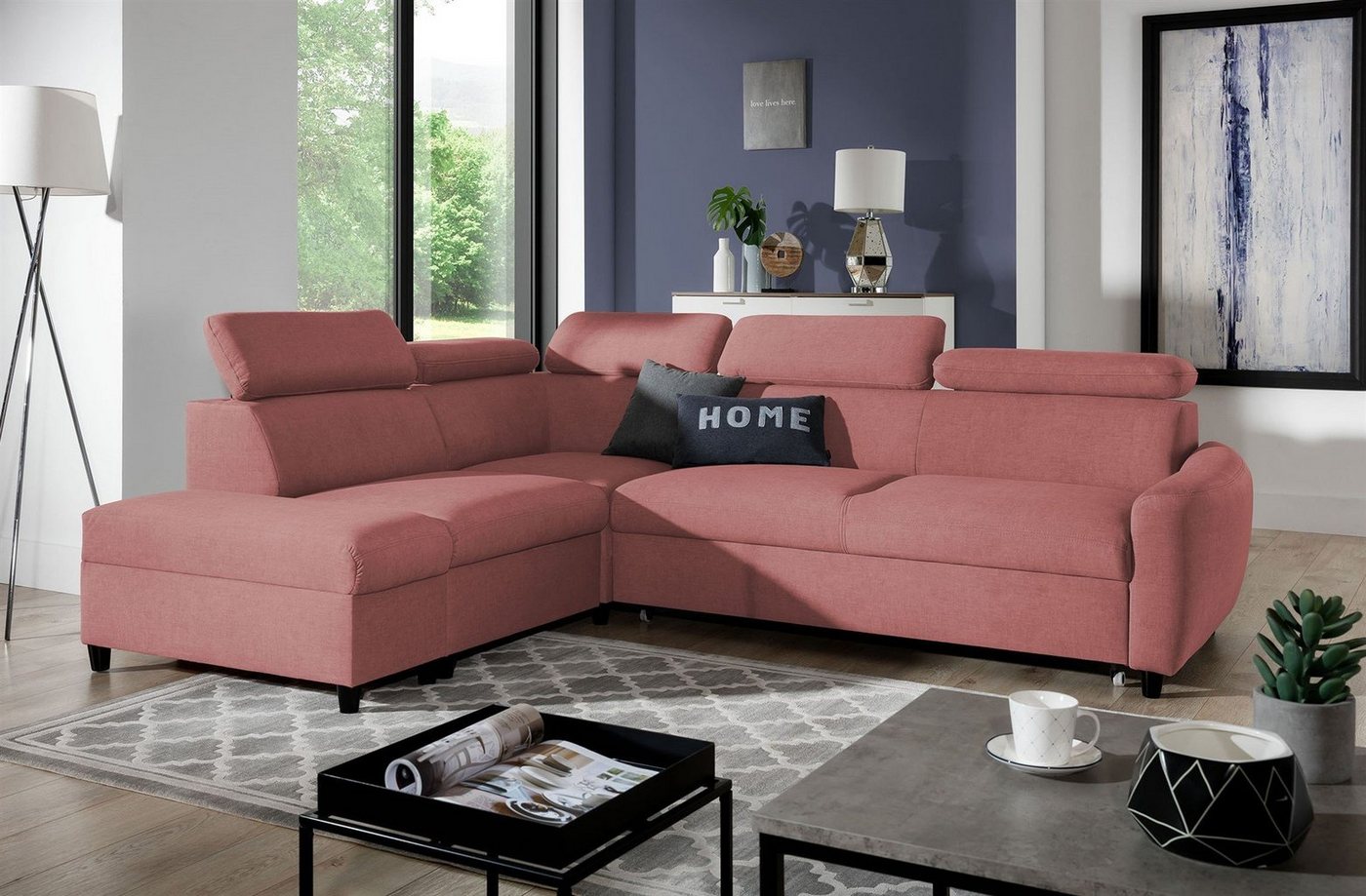 Fun Möbel Ecksofa Schlafsofa Sofa ANTON in Stoff Esito, Inkl. 2 x Bettkasten, Rundumbezug von Fun Möbel