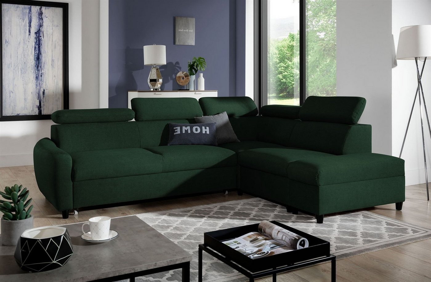 Fun Möbel Ecksofa Schlafsofa Sofa ANTON in Stoff Esito, Inkl. 2 x Bettkasten, Rundumbezug von Fun Möbel