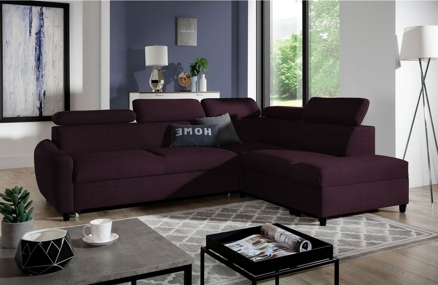 Fun Möbel Ecksofa Schlafsofa Sofa ANTON in Stoff Esito, Inkl. 2 x Bettkasten, Rundumbezug von Fun Möbel