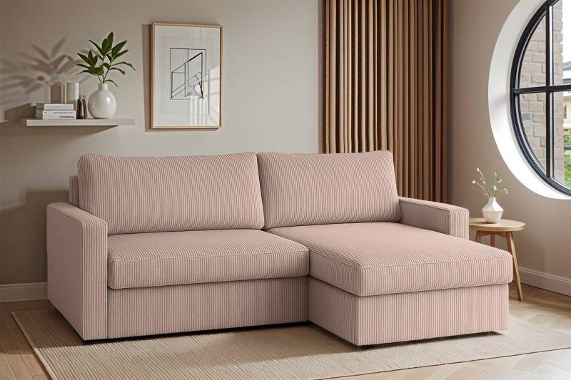 Fun Möbel Ecksofa Schlafsofa Sofa BENDIK in Stoff, Ottomane Links oder Rechts, Bettkasten, Rundumbezug von Fun Möbel