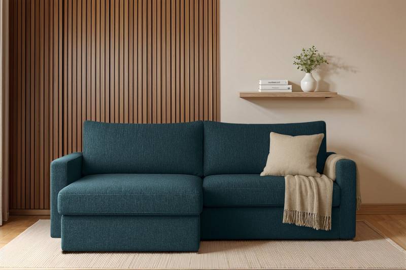 Fun Möbel Ecksofa Schlafsofa Sofa BENDIK in Stoff, Ottomane Links oder Rechts, Bettkasten, Rundumbezug von Fun Möbel