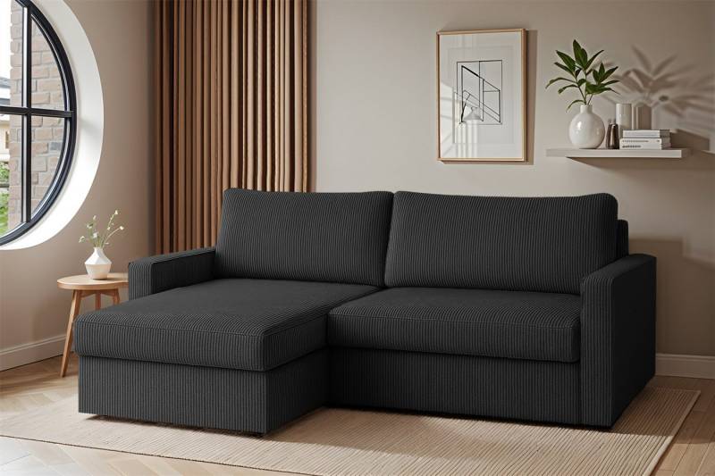 Fun Möbel Ecksofa Schlafsofa Sofa BENDIK in Stoff, Ottomane Links oder Rechts, Bettkasten, Rundumbezug von Fun Möbel
