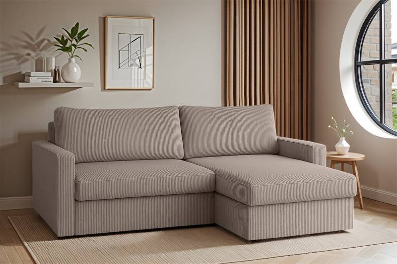 Fun Möbel Ecksofa Schlafsofa Sofa BENDIK in Stoff, Ottomane Links oder Rechts, Bettkasten, Rundumbezug von Fun Möbel