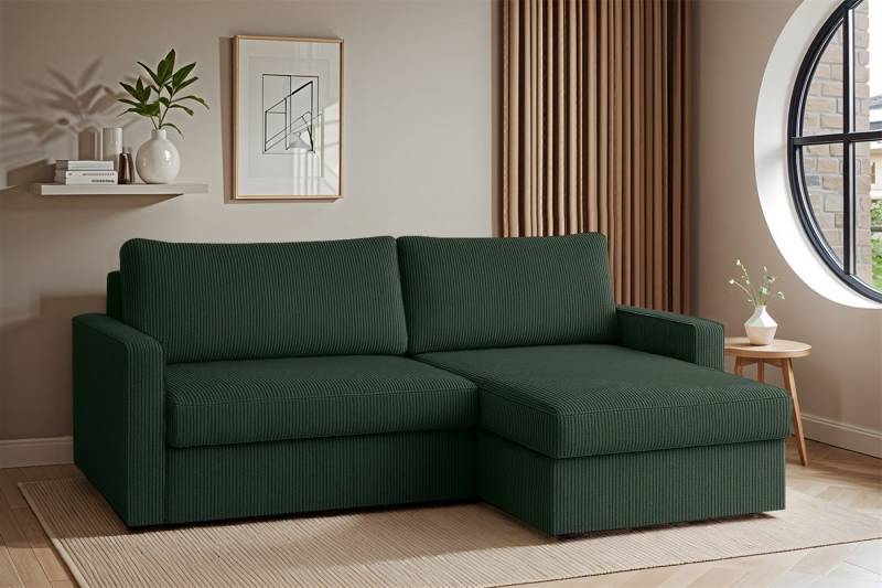 Fun Möbel Ecksofa Schlafsofa Sofa BENDIK in Stoff, Ottomane Links oder Rechts, Bettkasten, Rundumbezug von Fun Möbel
