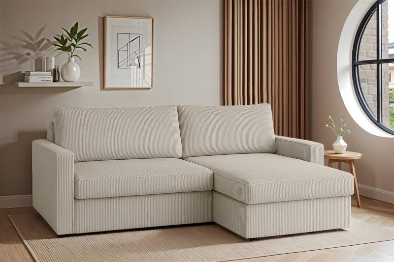 Fun Möbel Ecksofa Schlafsofa Sofa BENDIK in Stoff, Ottomane Links oder Rechts, Bettkasten, Rundumbezug von Fun Möbel