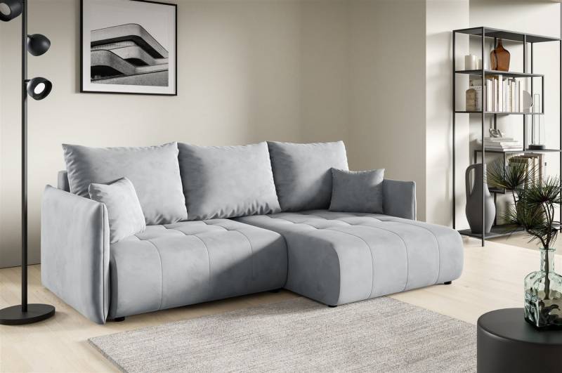 Fun Möbel Ecksofa Schlafsofa Sofa CANIO in Stoff Monolith, Ottomane Links oder Rechts, Bettkasten, Rundumbezug von Fun Möbel